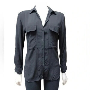 Zara  Woman Black Long Sleeve Button Down Top Size Medium